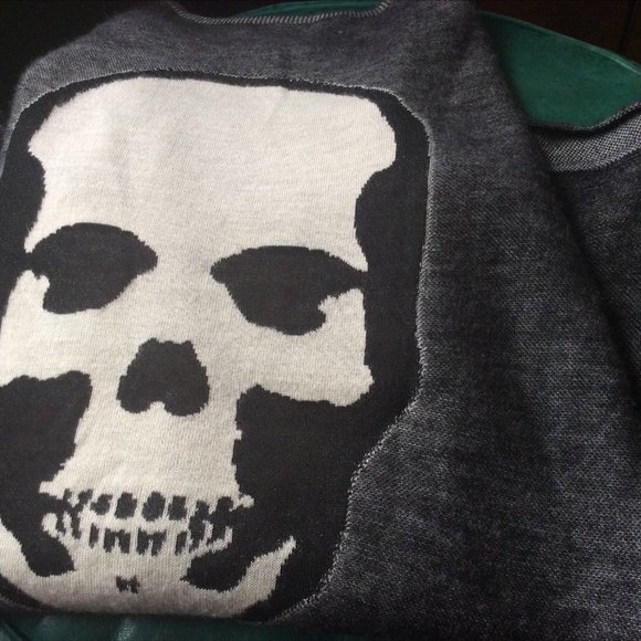 Lucien Pellat-Finet anthracite pure Cashmere long sleeve sweater Skull back S - Picture 4 of 5